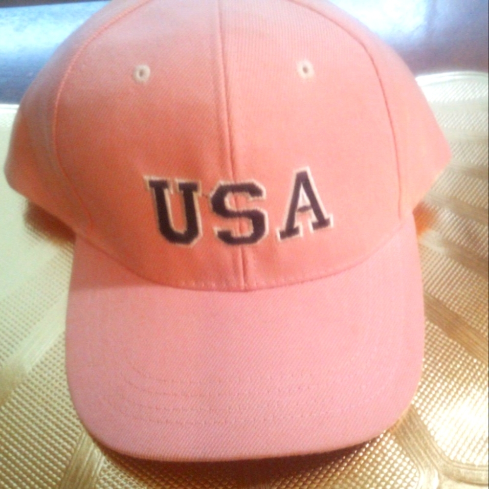 100% Wool USA Throw Back Pink Cap Gently Loved
